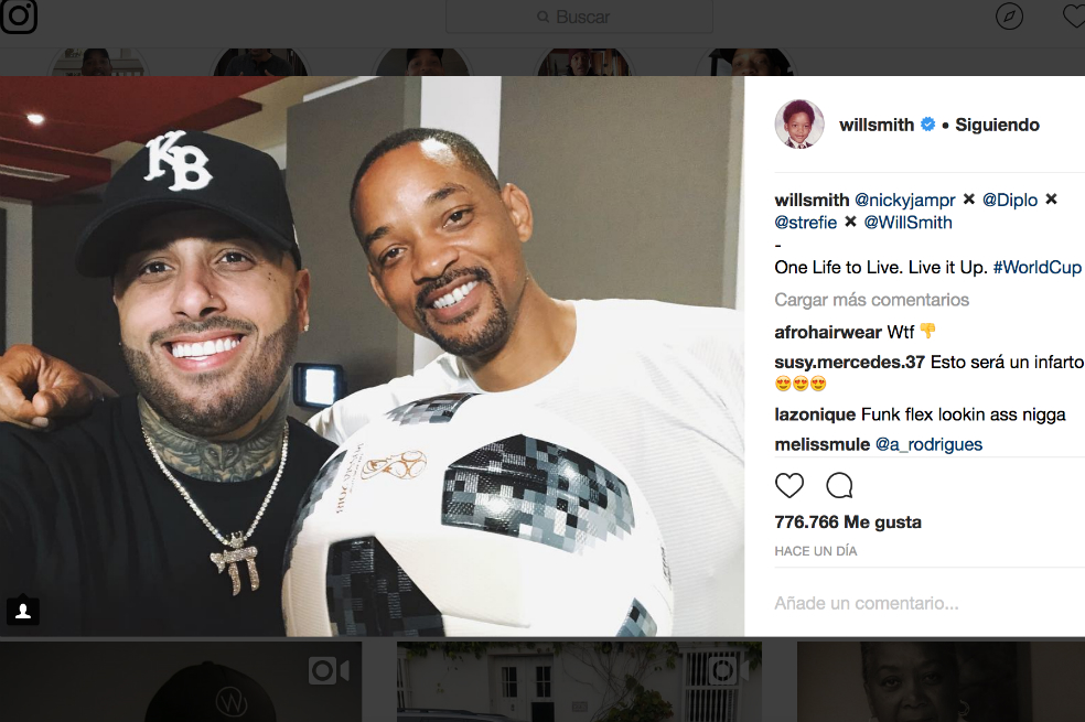 Los cantantes Nicky Jam y Will Smith. / Tomada de Instagram.com/willsmith