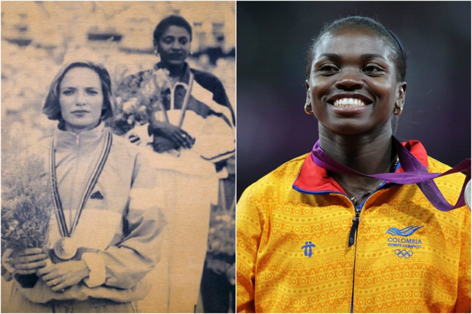 Dos momentos históricos para el atletismo colombiano protagonizados por las antioqueñas Ximena Restrepo y Caterine Ibargüen en los Juegos Olímpicos. / Comité Olímpico Colombiano - AFP