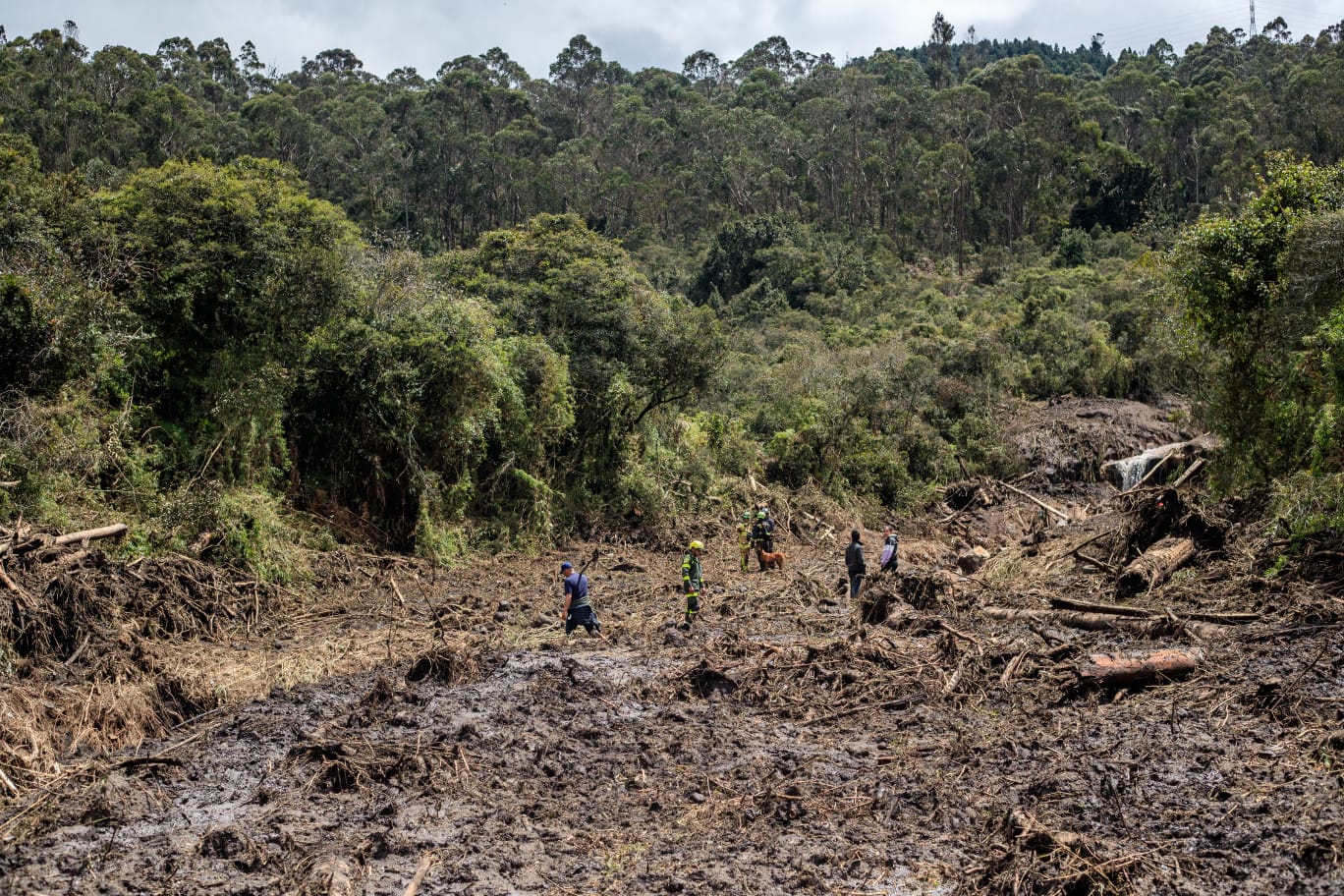Organismos de socorro trabajan este 14 de noviembre en la zona de Arboreto, en La Calera, para tratar de encontrar a una persona reportada como desaparecida.