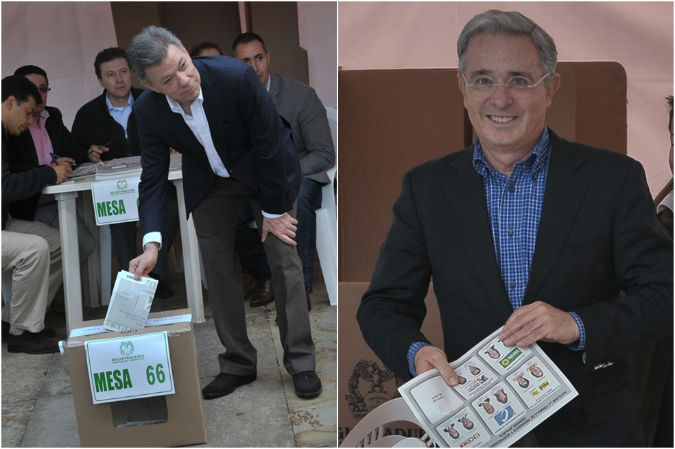 Santos y Uribe los primeros en votar