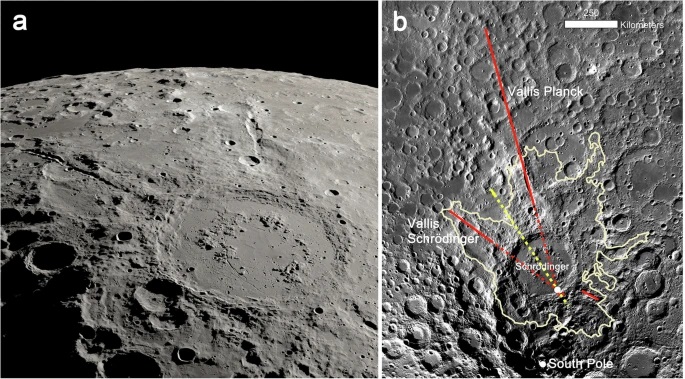 Esta es la vista orbital de la cuenca de ambos cañones de la Luna.