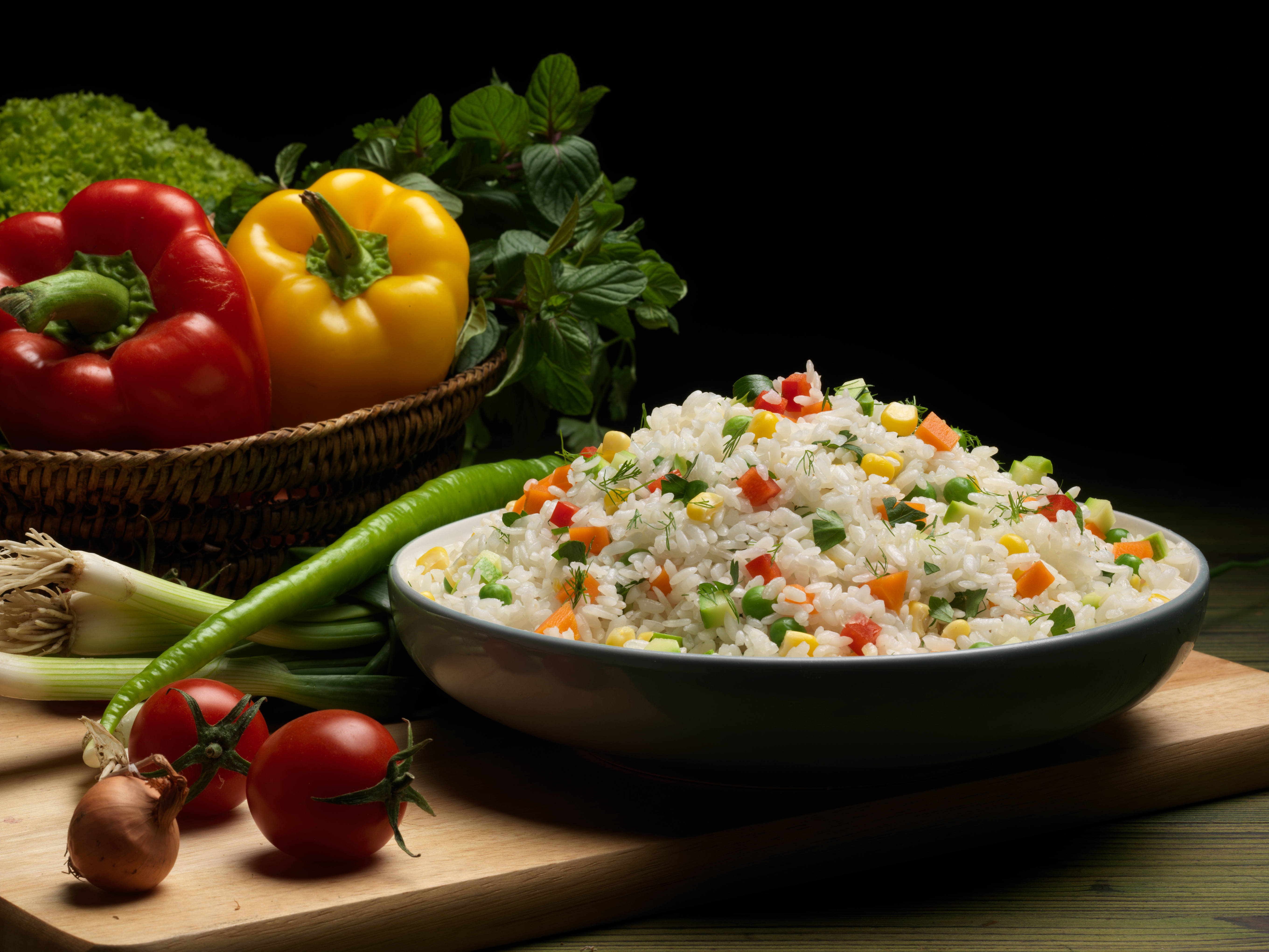 Arroz con vegetales y verduras
