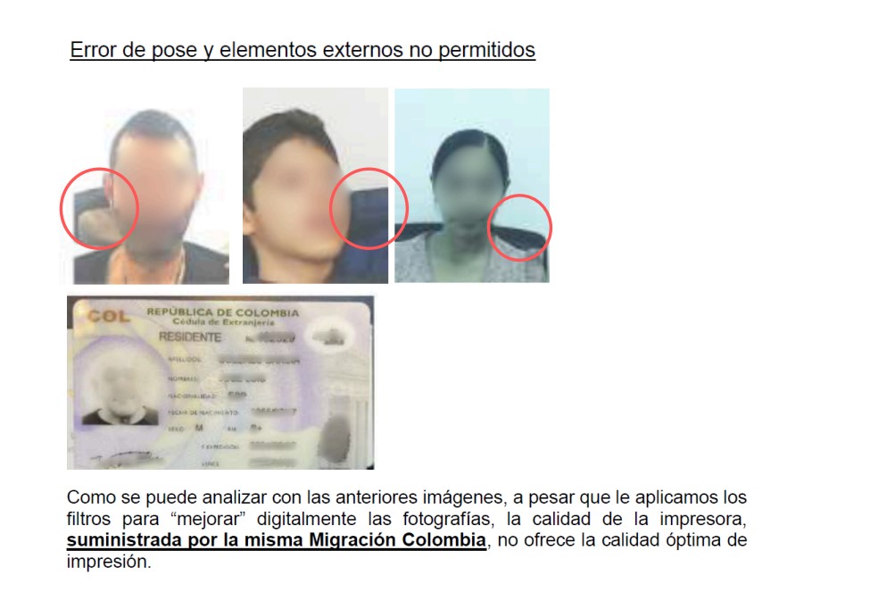Estos son algunos de los errores registrados en la elaboración de las cédulas de extranjería.