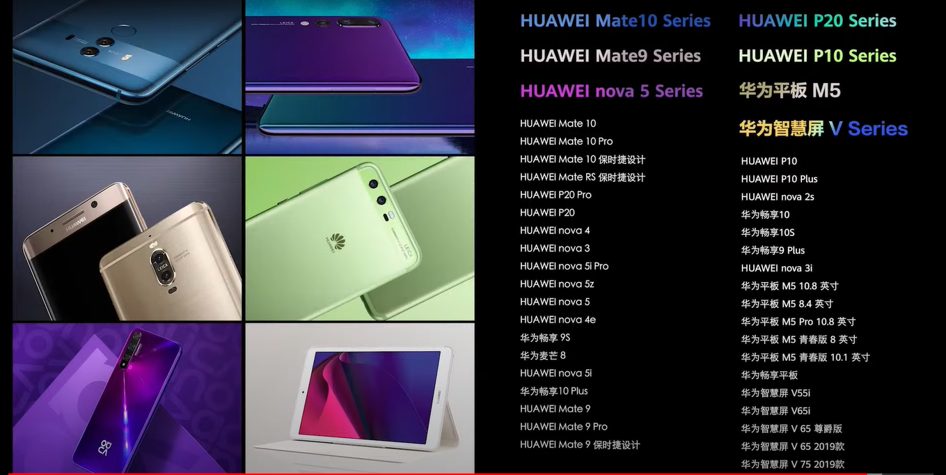 Listado compartido en la presentación de Huawei.