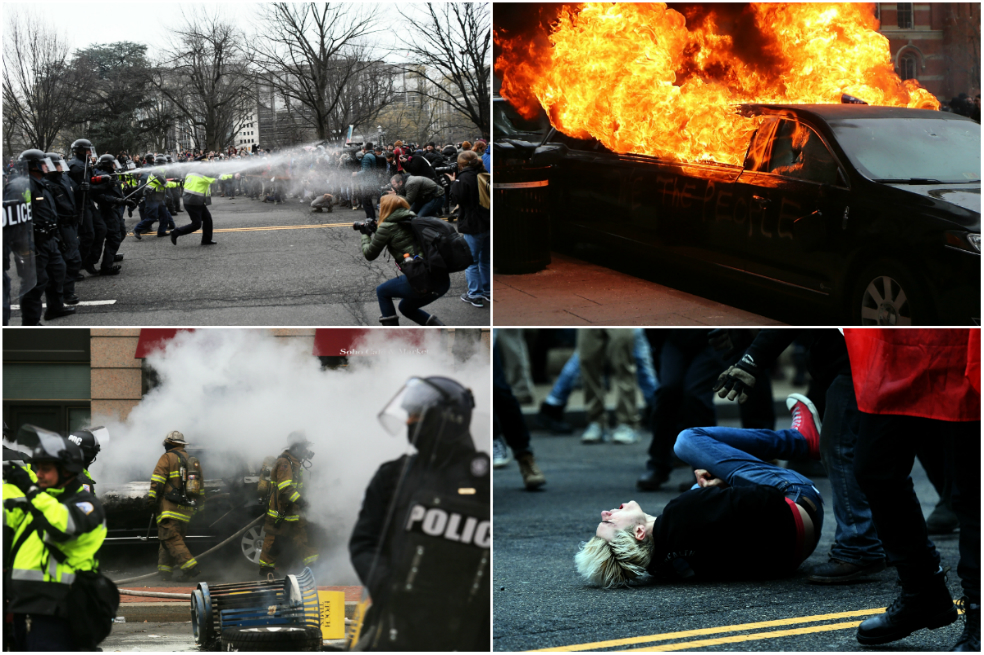La otra cara de la investidura de Trump: 95 arrestados por violentas protestas en Washington