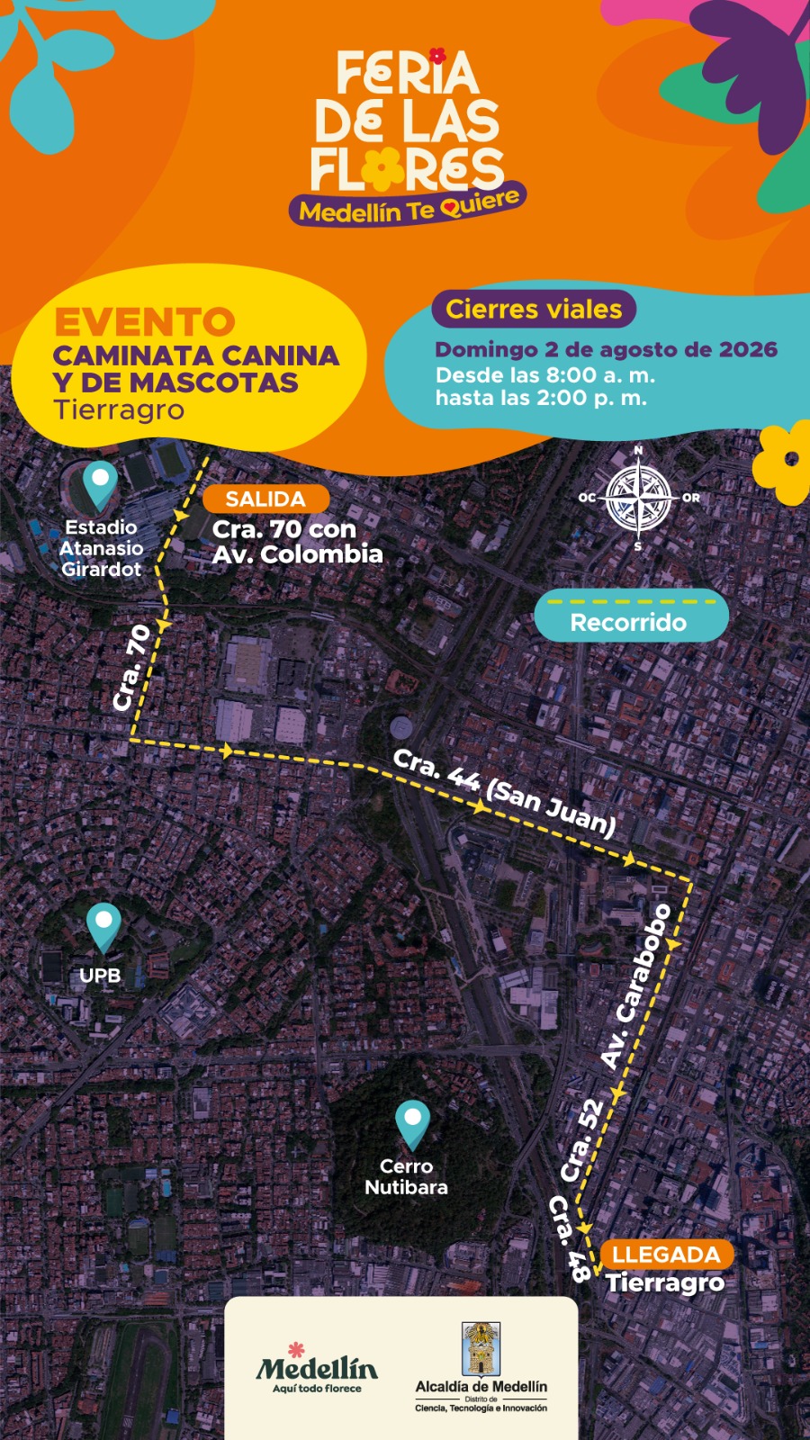 Cierre vial Medellín Feria de las Flores 2026.