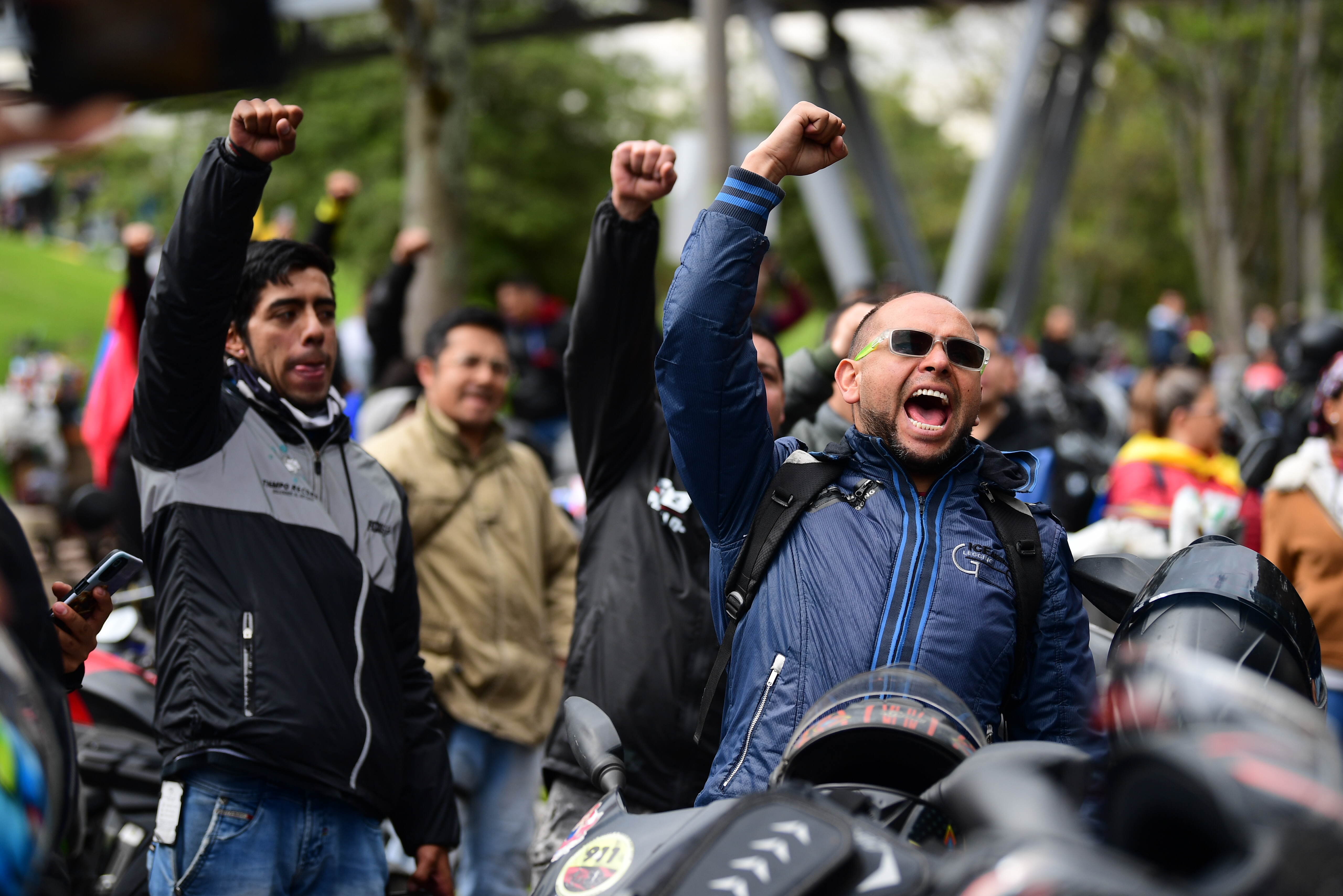 Protesta de los moteros en Bogotá
