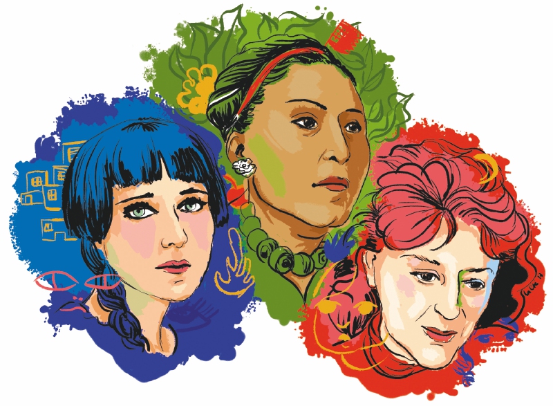 En la ilustración de izquierda a derecha, Nahui Ollin, María Izquierdo y Fanny Rabel. / Ilustración: La Che