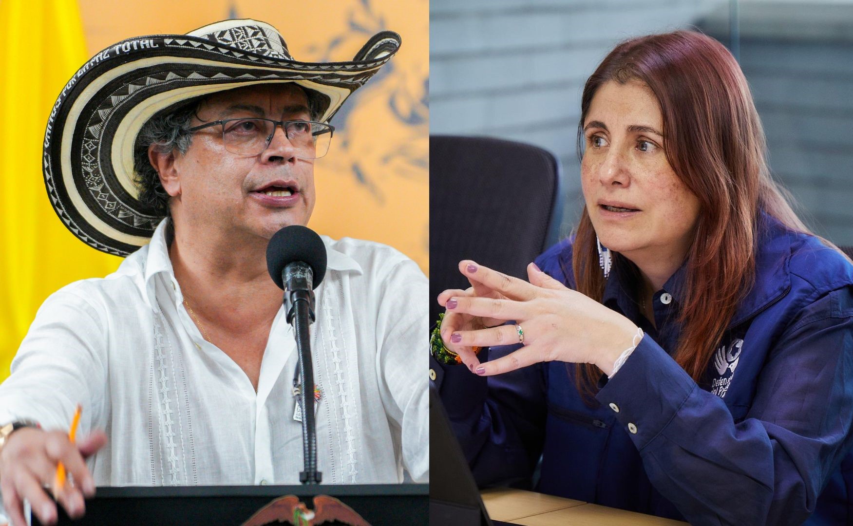 Presidente Gustavo Petro y defensora Iris Marín.