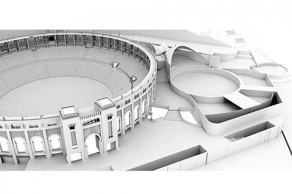 Primeros diseños presentados por el IDPC para restaurar la plaza de toros.  / Archivo particular