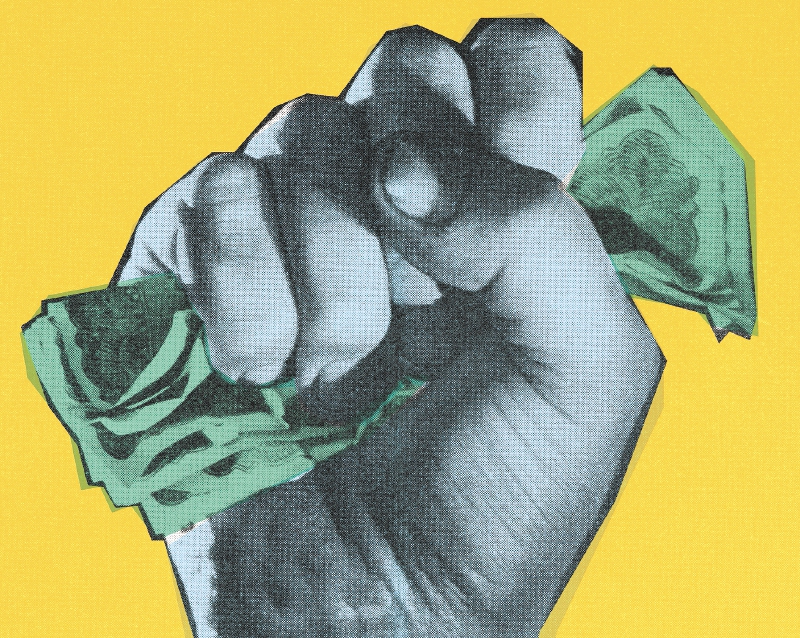 Money in fist