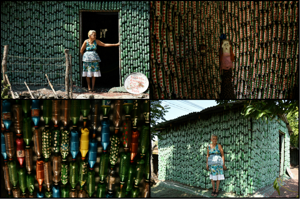 La vivienda que una anciana construyó con botellas plásticas y que encanta a El Salvador