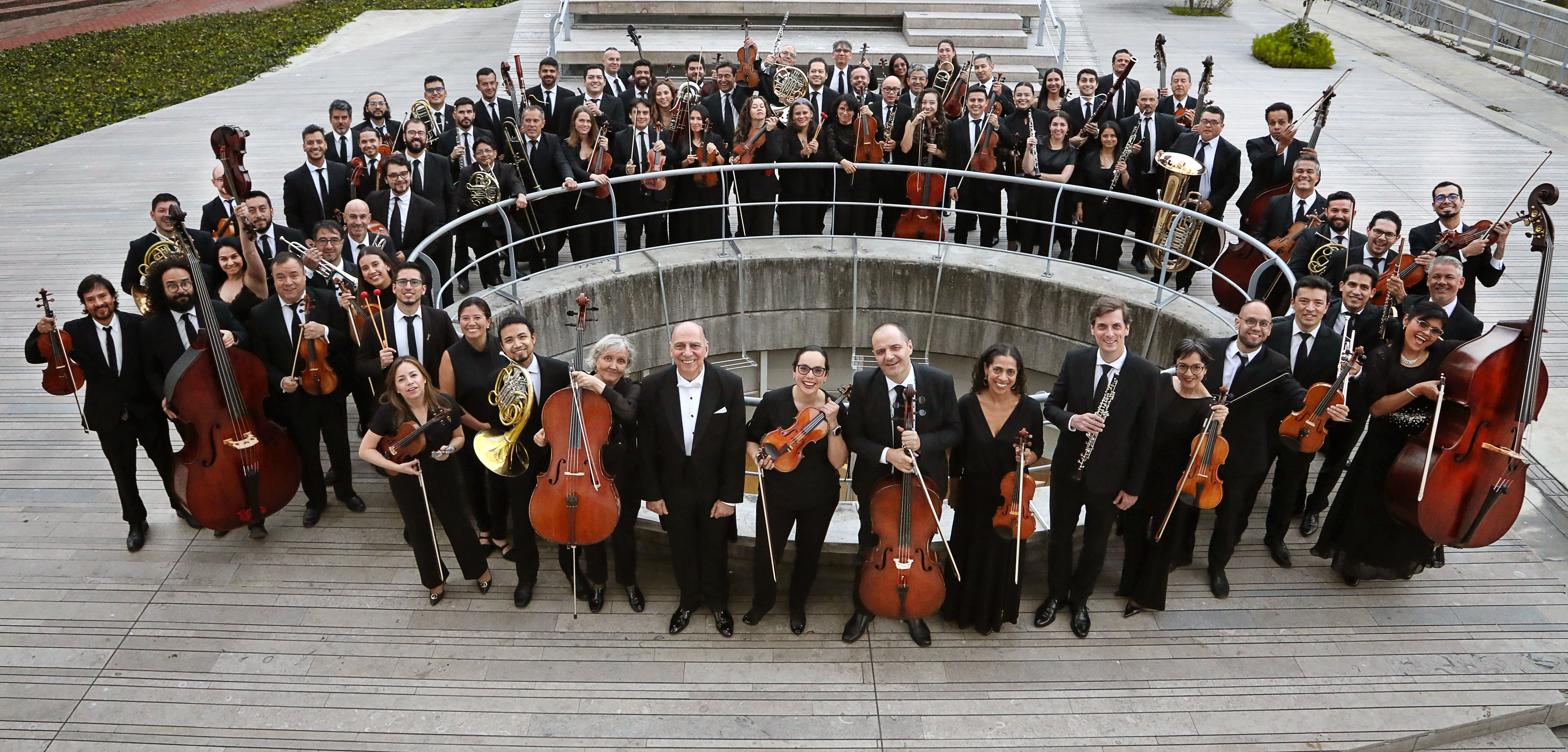 Los músicos de la Orquesta Sinfónica Nacional de Colombia que participarán de la gira internacional.