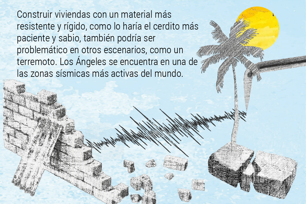 Con más de 12.000 viviendas destruidas por las llamas en Los Ángeles, la pregunta de muchas personas es la misma: ¿por qué siguen construyendo con madera? ¿Que no aprendieron nada de los tres cerditos?