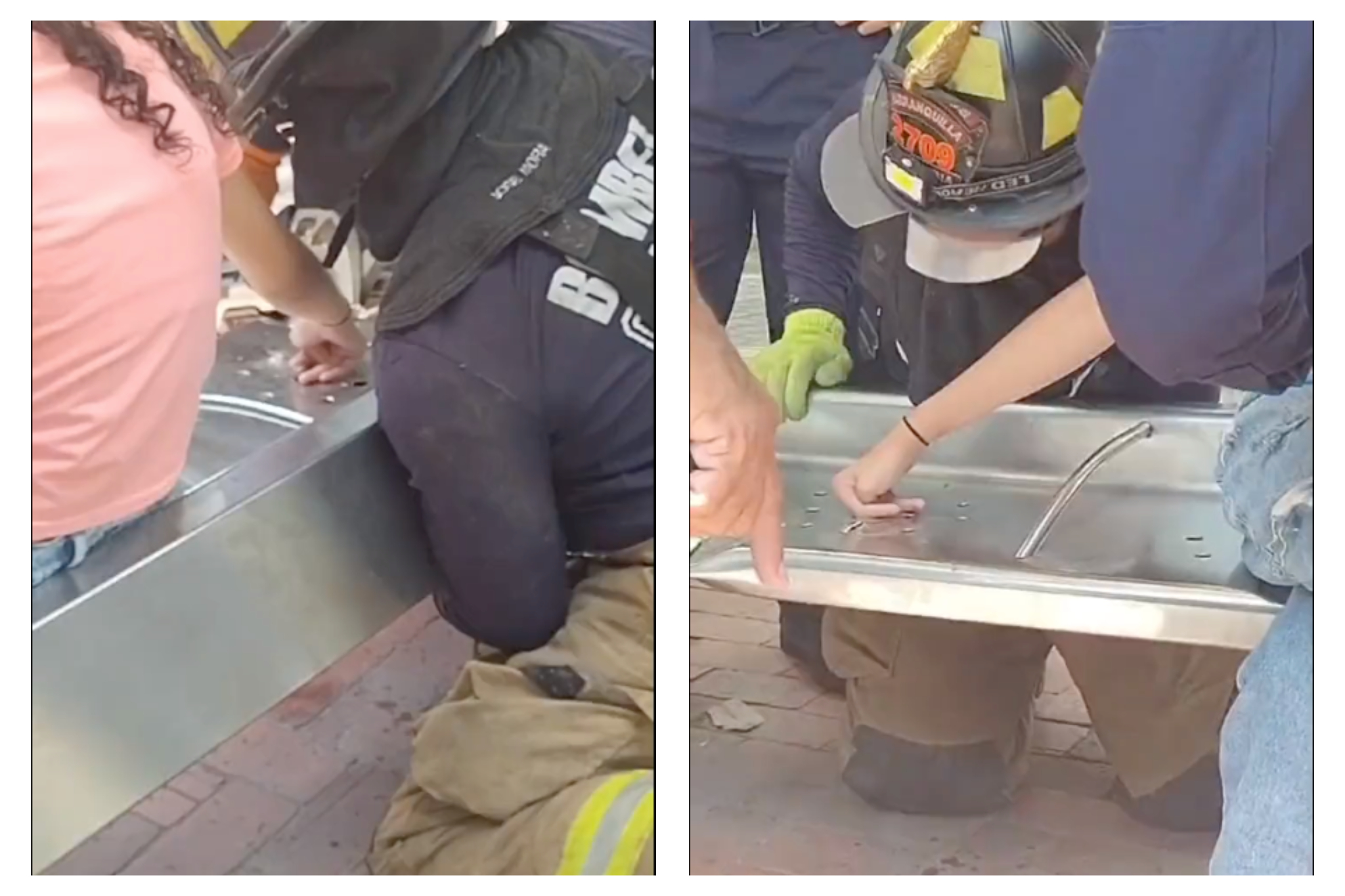 A joven se le atascó un dedo en silla de paradero: Bomberos tuvieron que rescatarla