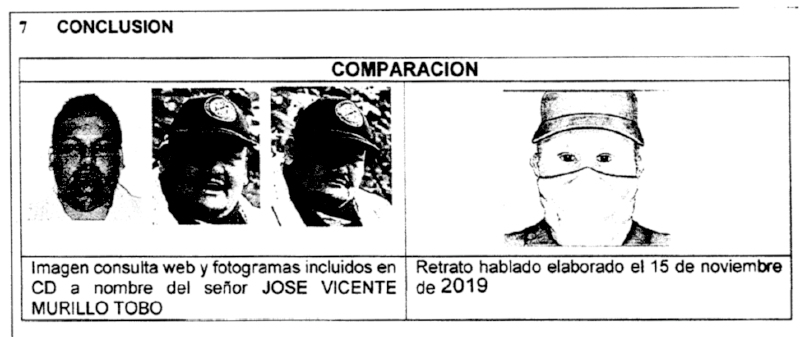 Facsímil 1. Comparación morfológica del retrato hablado.