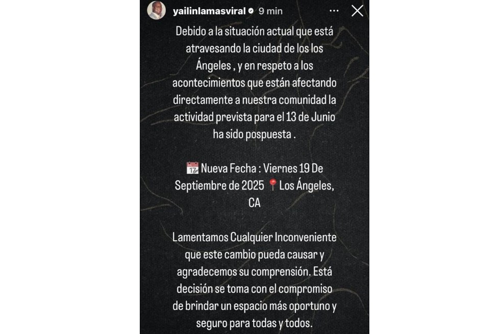 La artista dominicana dio a conocer la nueva fecha de su concierto, que estaba programado para la noche de este 13 de junio.