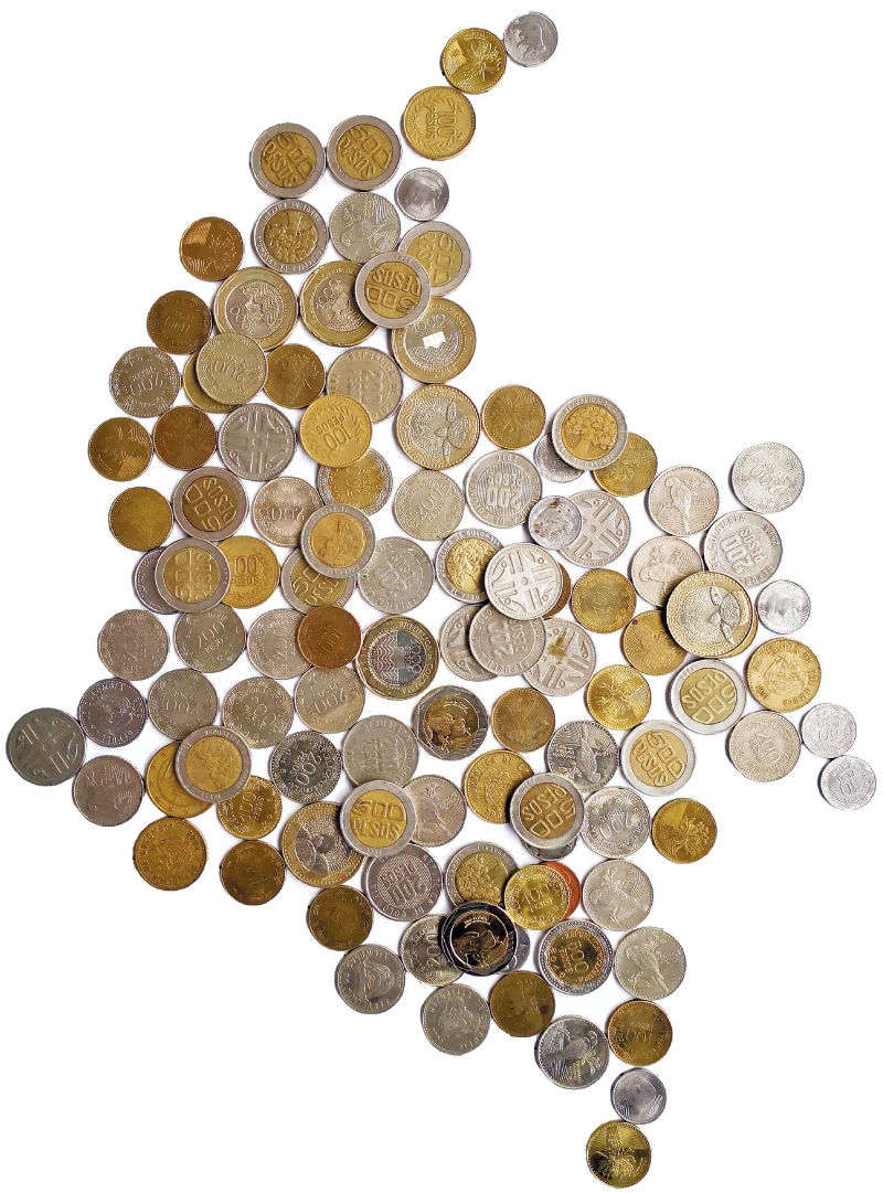 Mapa de Colombia con monedas