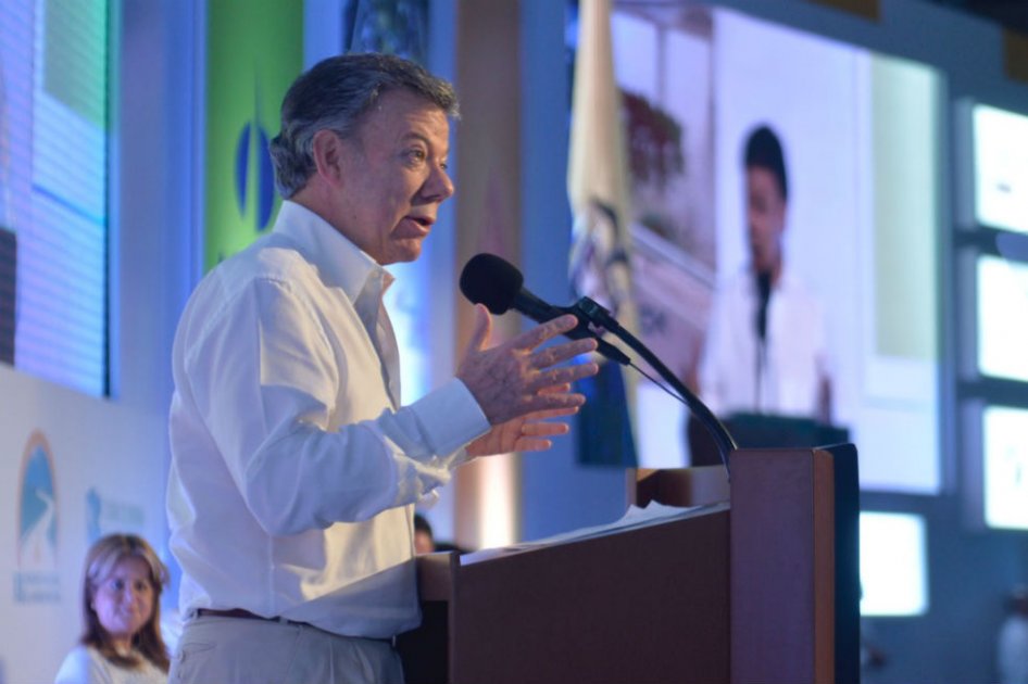 El presidente Juan Manuel Santos durante el congreso de la infraestructura. / Presidencia