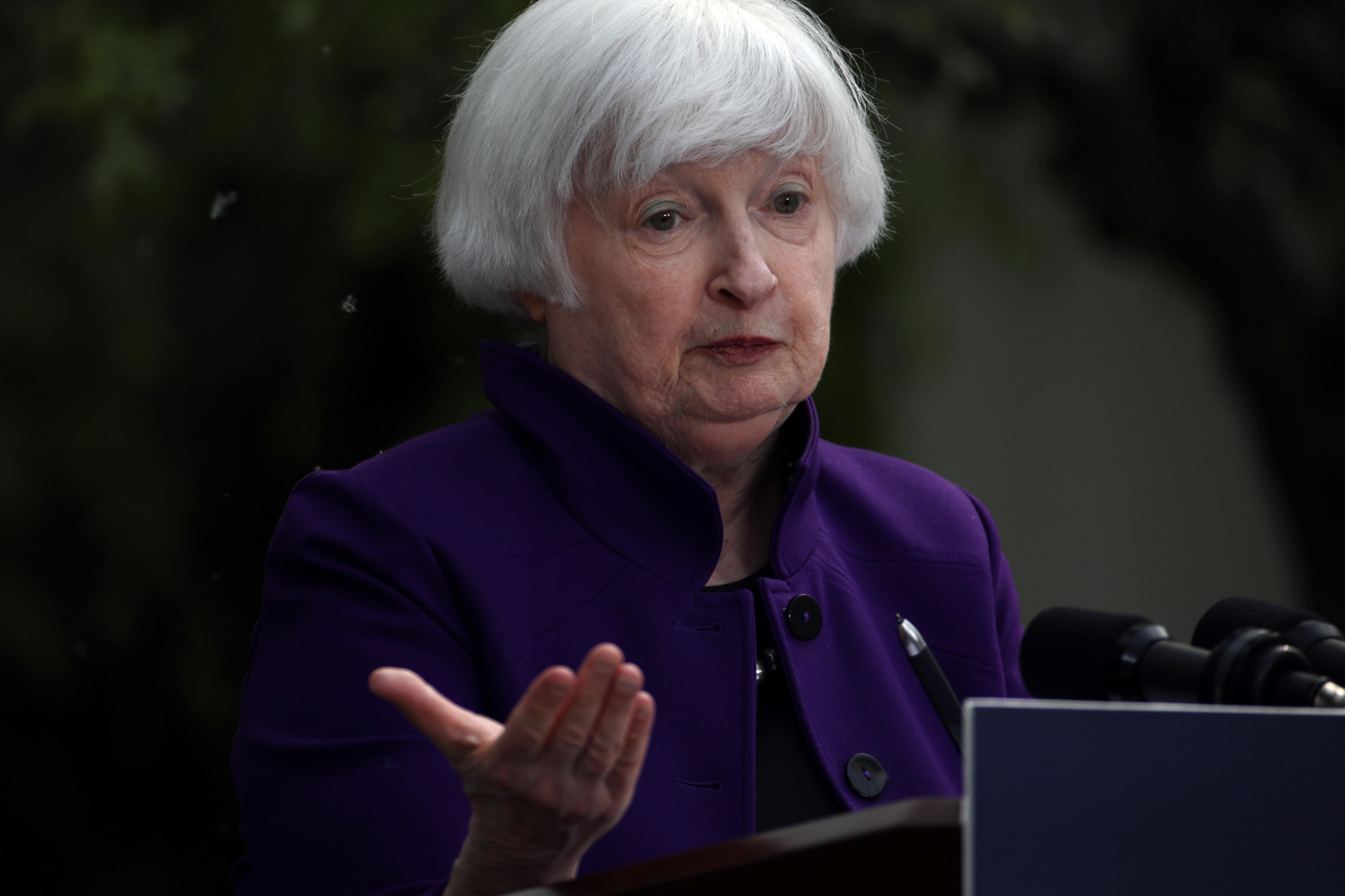 Beijing (China), 08/04/2024.- US Treasury Secretary Janet Yellen speaks during a press conference in Beijing, China, 08 April 2024. Secretary Yellen is on a six-day visit to China. EFE/EPA/ANDRES MARTINEZ CASARES