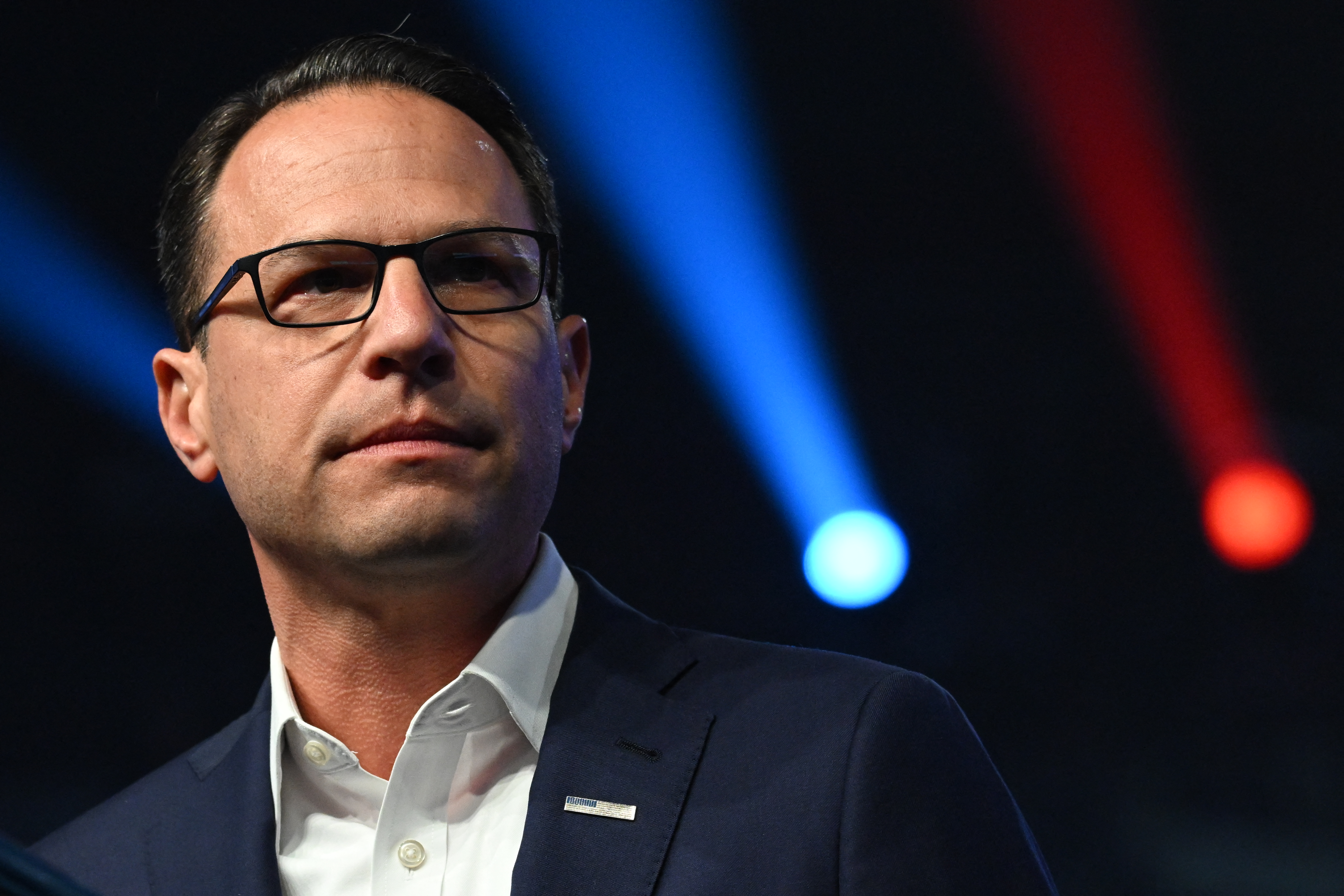 (FILES) Democratic gubernatorial candidate for Pennsylvania Josh Shapiro looks on during a rally ahead of the US midterm elections, in Philadelphia, Pennsylvania, on November 5, 2022.