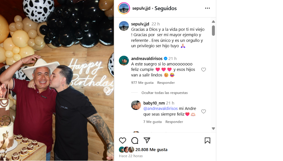Andrea Valdiri dedicó mensaje a su nuevo suegro ¿Indirecta para el papá de Saruma?