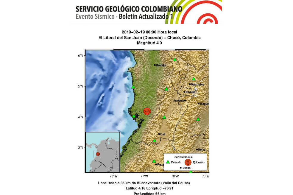 Nuevo sismo de 4.4 de magnitud sacudió el sur del Chocó