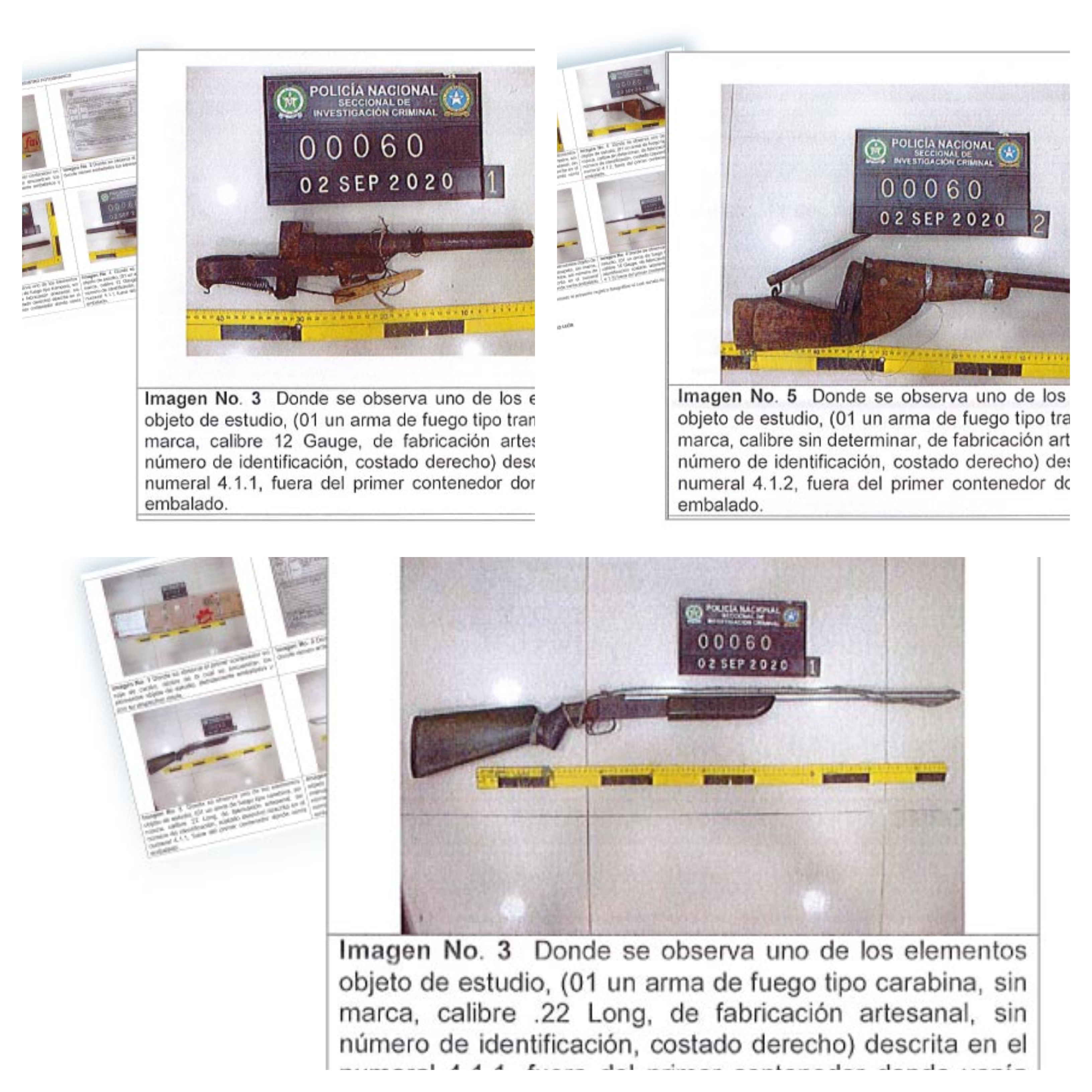 Collage de fotos de 3 armas de fuego artesanales.