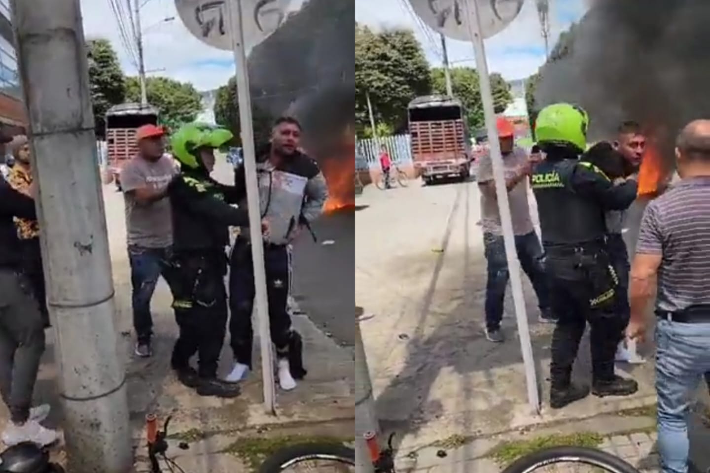 Comunidad amarró y golpeó a ladrón en moto que se estrelló contra un bicitaxi