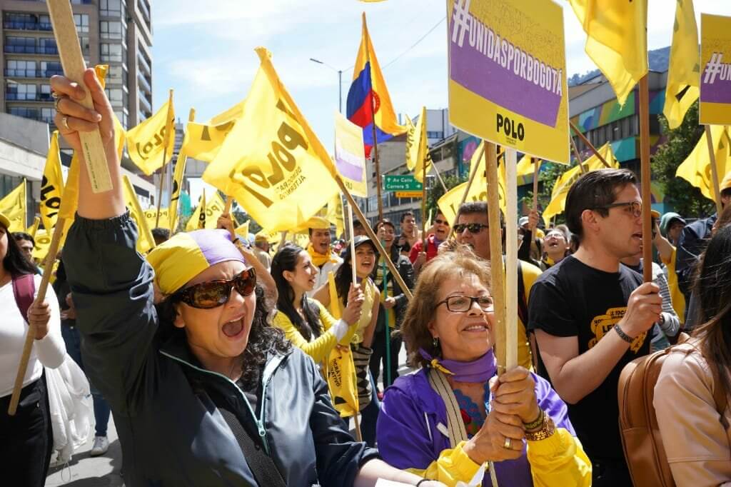 Imágenes del desarrollo de las marchas en el marco del Día del Trabajo, en Bogotá