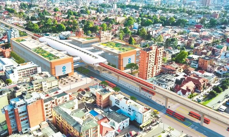 La primera línea del metro será elevada e irá desde el Portal de Las Américas hasta la calle 72 con Av. Caracas. / Cortesía