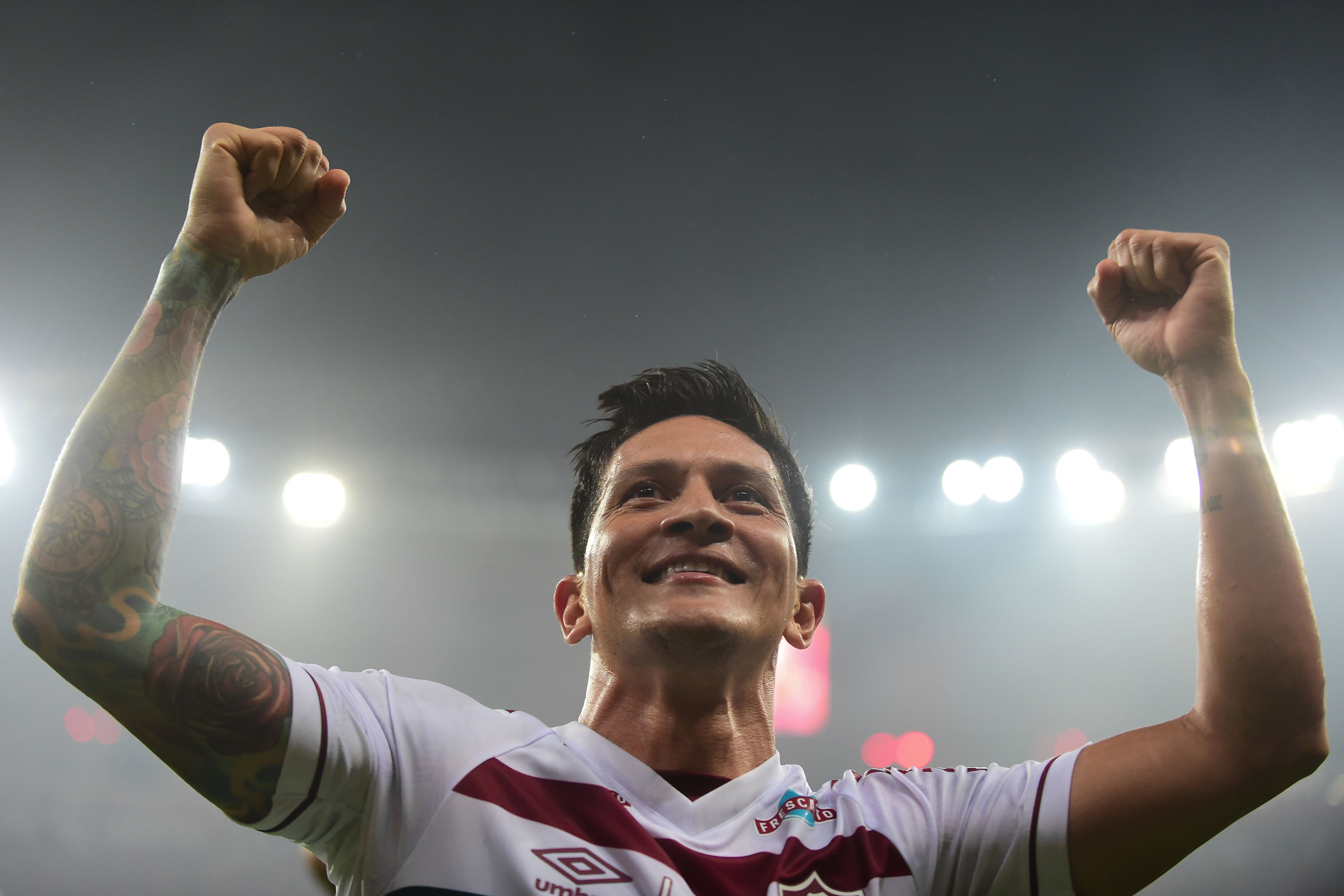 AMDEP9897. PORTO ALEGRE (BRASIL), 04/10/2023.- German Cano de Fluminense celebra al vencer a Internacional hoy, en un partido de las semifinales de la Copa Libertadores en el estadio Beira-Rio en Porto Alegre (Brasil). EFE/ Ricardo Rimoli