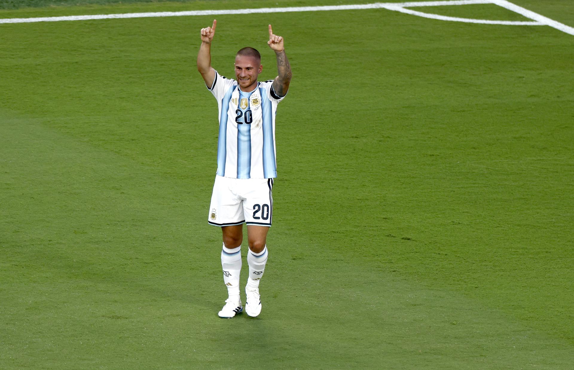 KANSAS CITY (United States), 11/07/2026.- Alexis Mac Allister of Argentina celebrates after scoring the opening goal during the FIFA World Cup 2026 quarterfinals match Argentina vs Switzerland, in Kansas City, USA, 11 July 2026. (Suiza) EFE/EPA/WILL OLIVER
