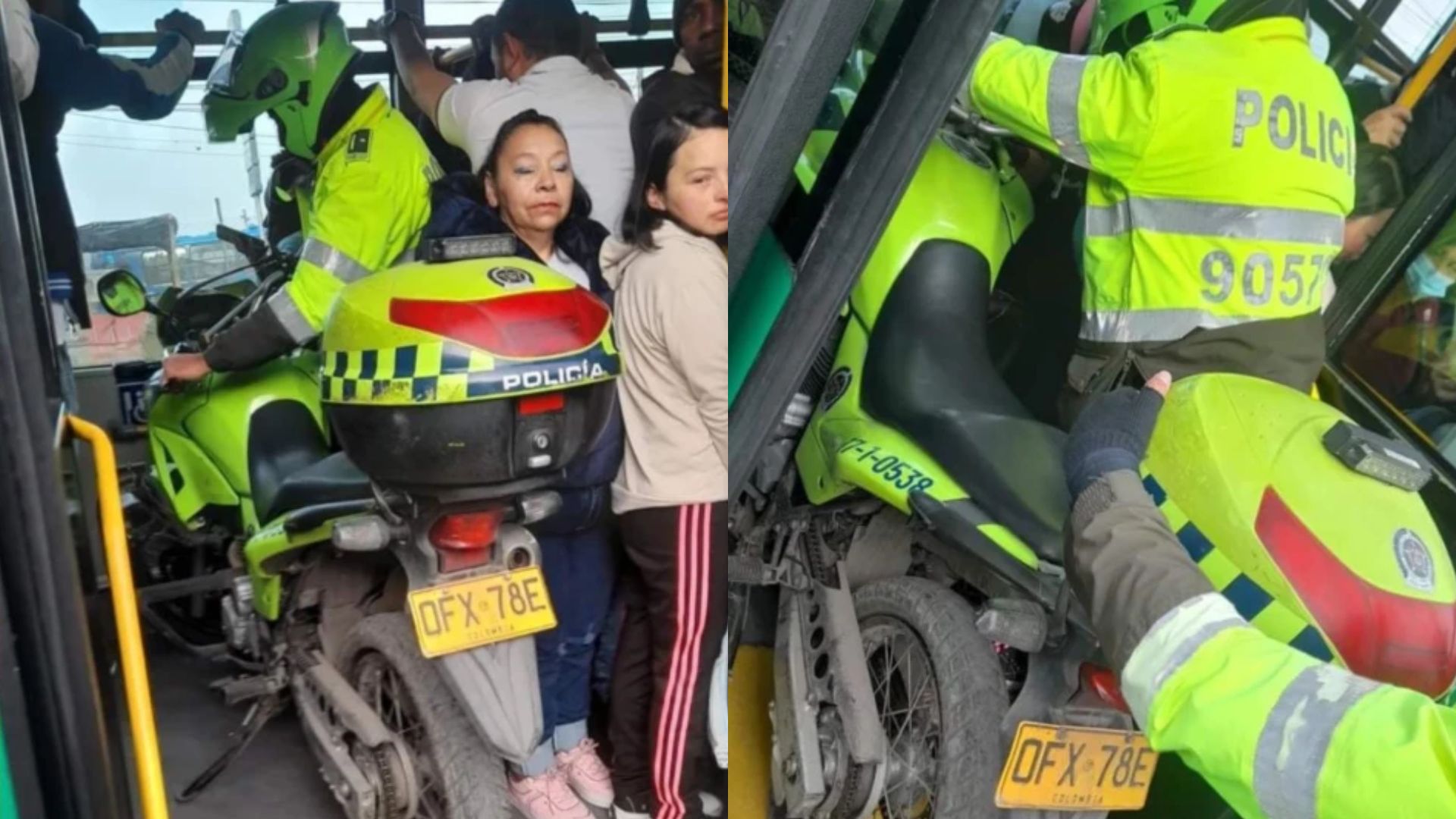 Policía se subió con todo y moto al Transmilenio: esta es la multa que recibiría