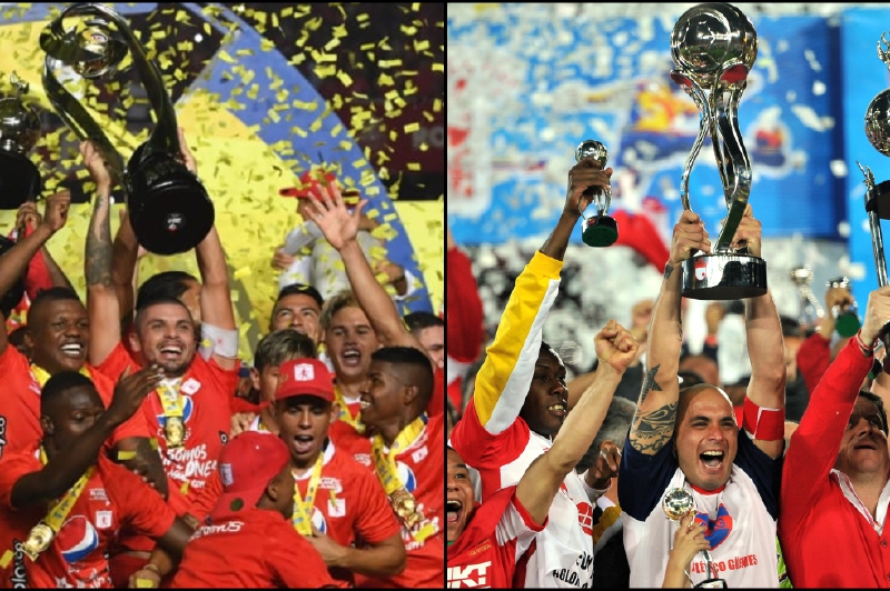 América, campeón en 2019 tras superar a Júnior en la final (izq.) y Santa Fe, el mejor en 2012-I luego de vencer al Pasto. / Archivo EE 