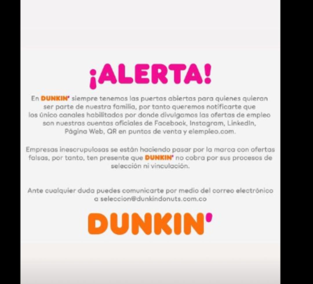 La información compartida por Dunkin' Donuts a través de su cuenta en Instagram.