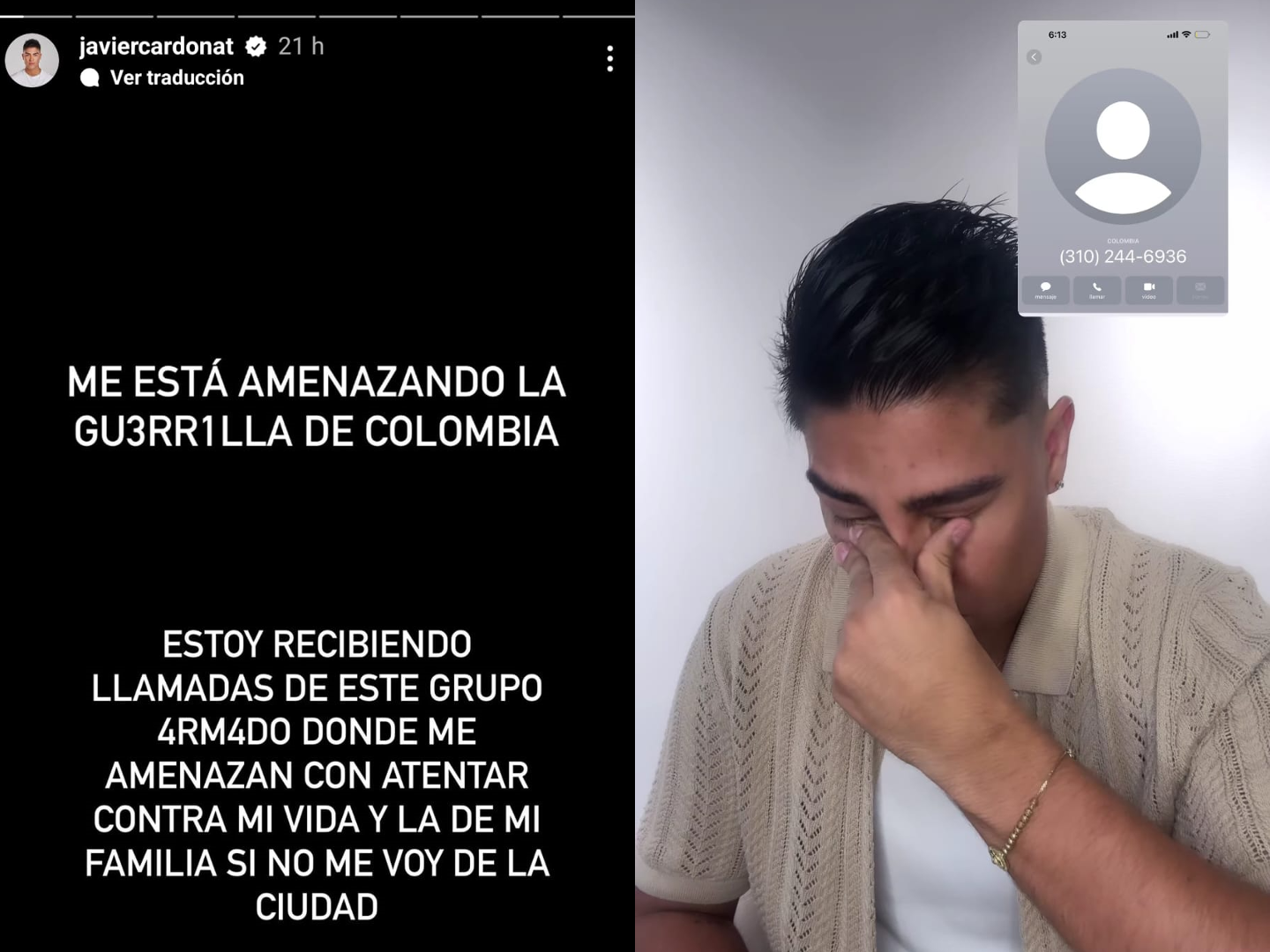 El influencer Javier Cardona denunció amenazas en las que le piden salir de Cali