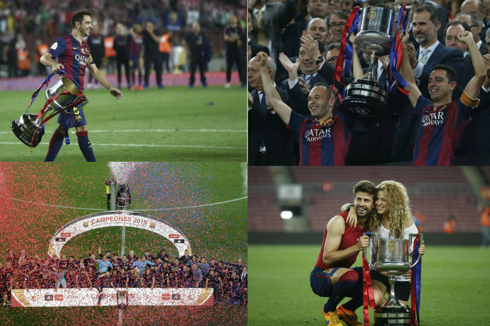 Así celebró Barcelona su doblete