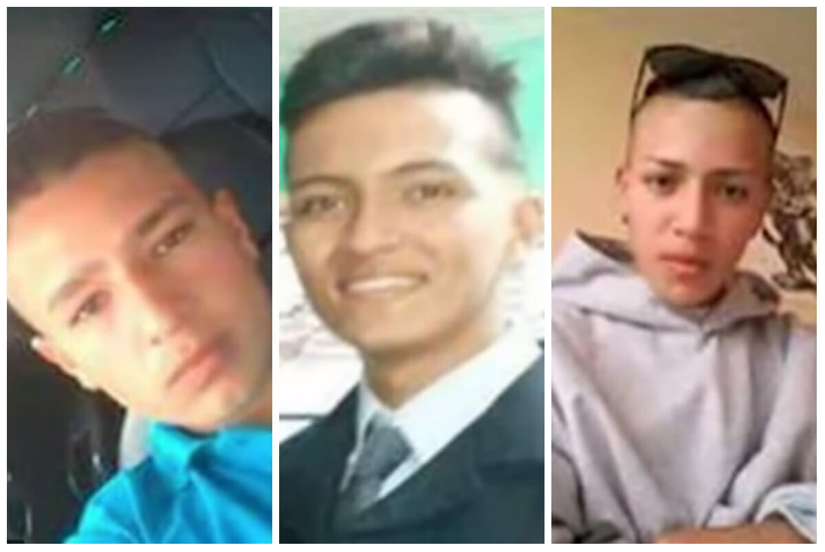 Brayan Andrés Montaña Pulido, de 17 años; Mauricio Castillo, de 16, y Juan Sebastián Moreno, de 14.
 / Archivo particular