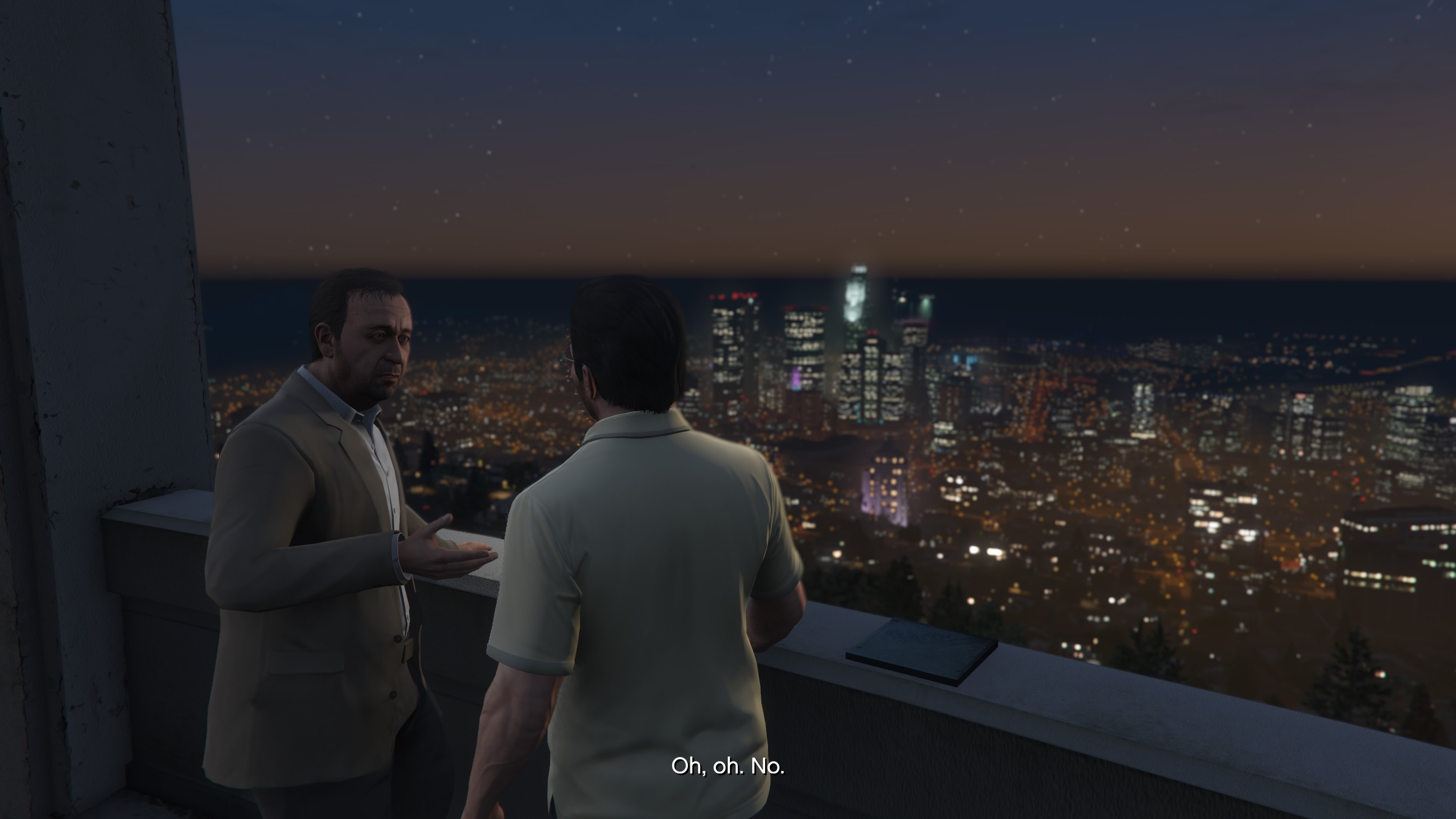 Michael en el Observatorio Griffith durante una de las misiones del modo historia.