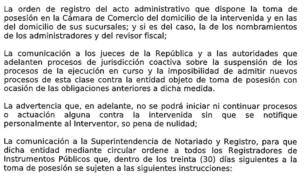 Medidas preventivas de la intervención.