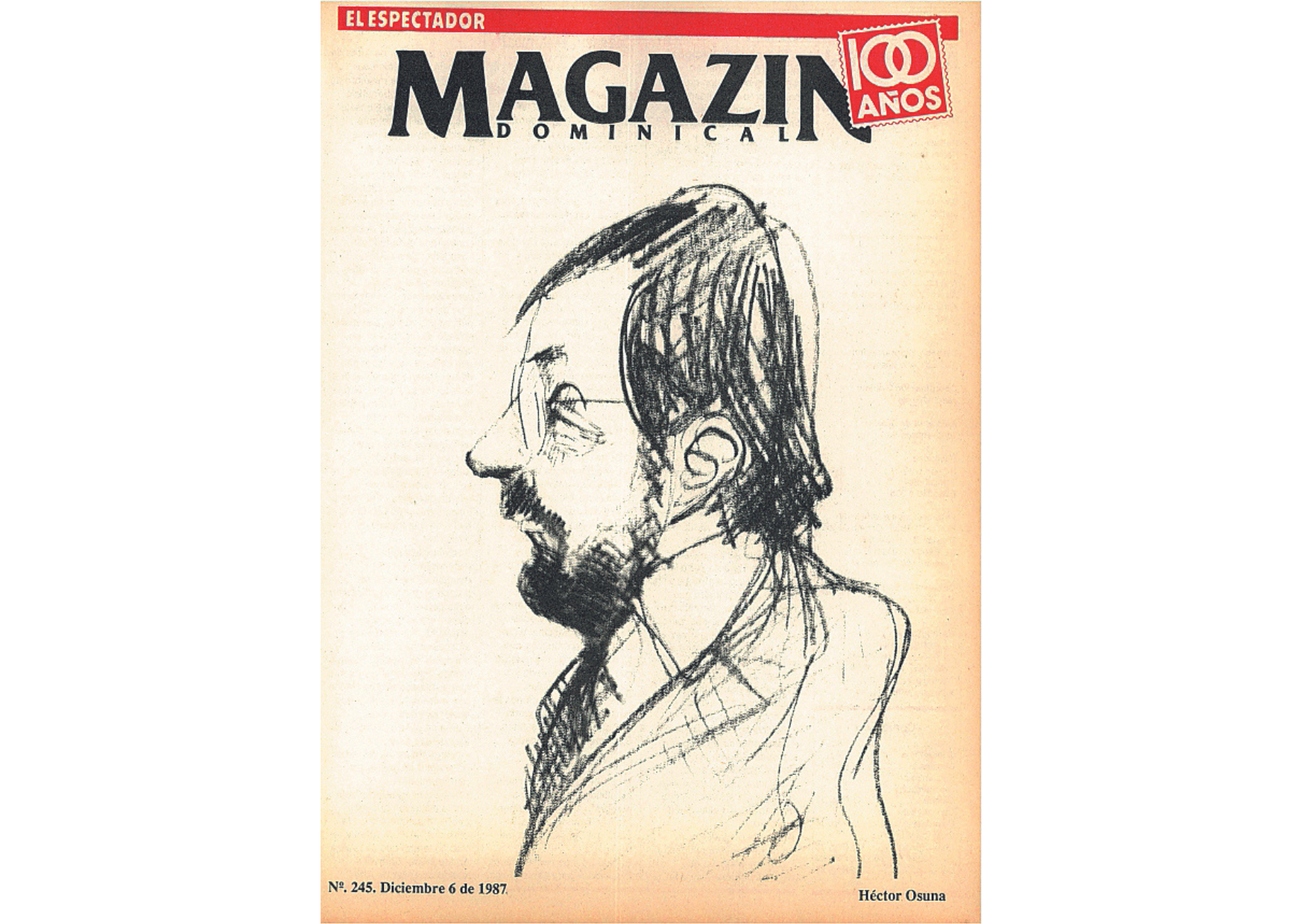 Héctor Osuna, en dibujo de Hermenegildo Sábat, diciembre 6 de 1987.