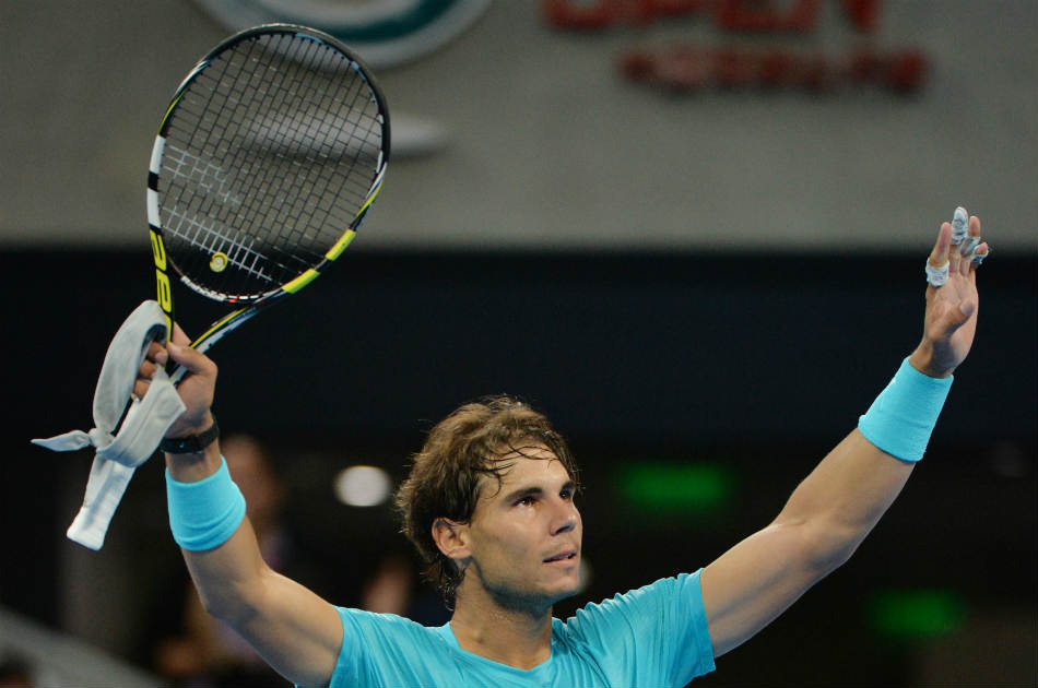 Nadal celebra después del triunfo ante la raqueta número uno de Colombia.