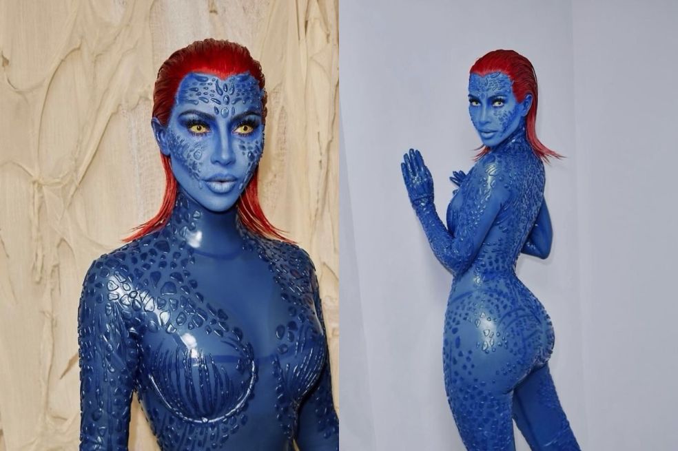 Kim Kardashian se disfrazó de ´Mystique´, personaje de X-Men, y contó que este fin de semana asistió con el mismo atuendo, a una fiesta de cumpleaños que no tenía como temática la festividad de Halloween. Ella fue la única en llegar disfrazada.