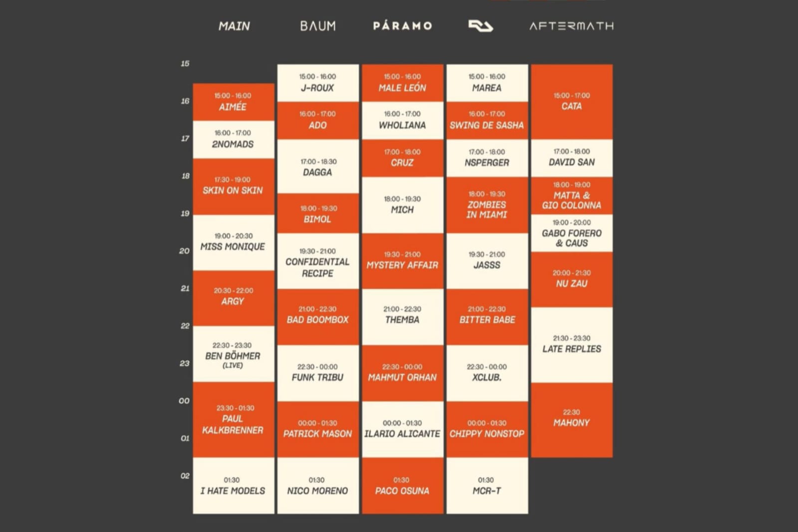Horario día 1 Baum Festival 2024.