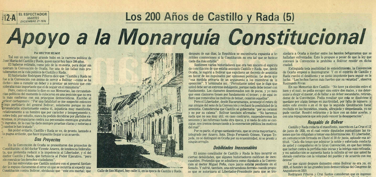 Doscientos años de Castillo y Rada (V)