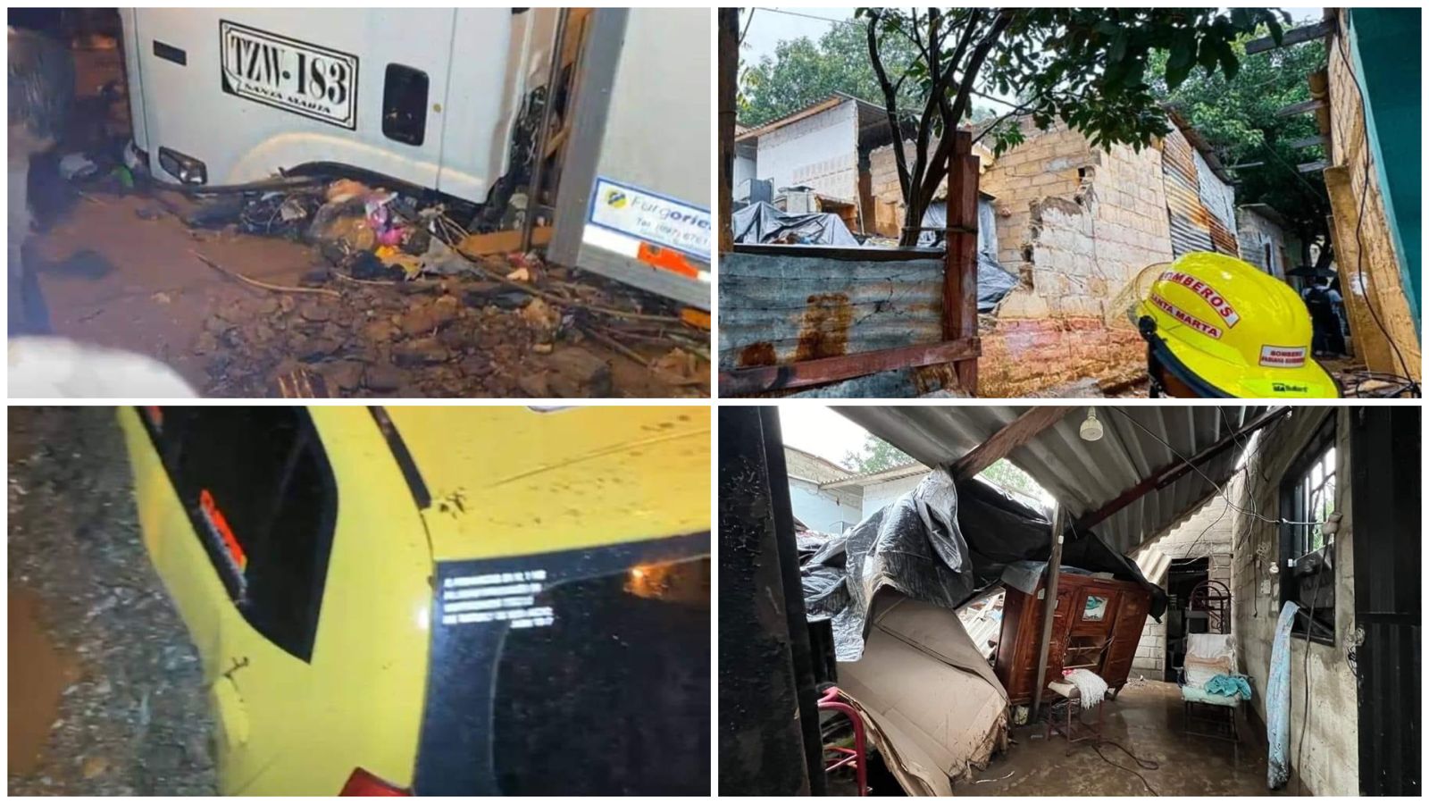 Avalancha en Santa Marta dejó casas destruidas, inundaciones y vehículos afectados