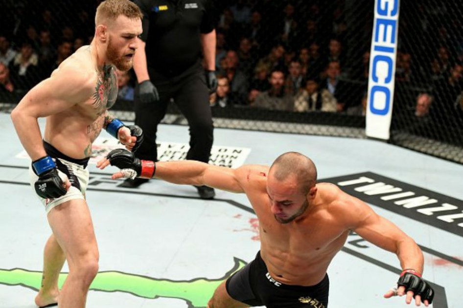 Conor McGregor noqueó en dos asaltos al estadounidense Eddie Álvarez. Foto: Tomada del twitter de UFC