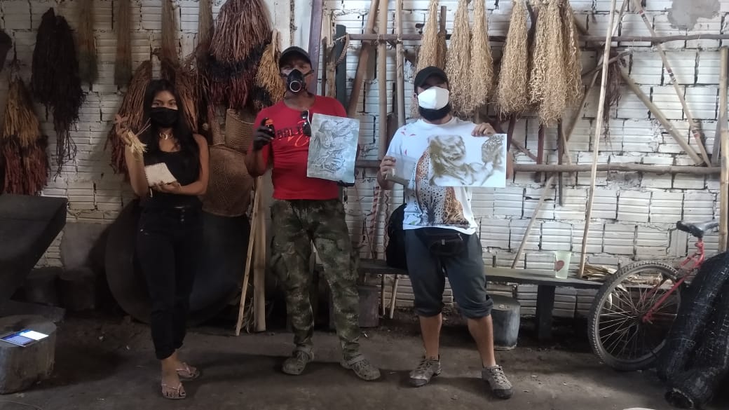 María Inés Silva -Víctor Gutierres- Andrés Domínguez -Leticia. Proyecto Intercambios Artísticos en época de pandemia. Interior/Exterior. Banco de la República. Región Pacífico – Amazonia. Curador: Edinson Quiñones.