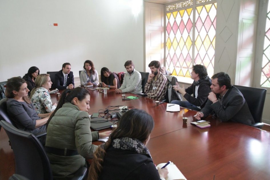 Representantes del Campamento para la Paz se reunieron con el viceministro del Interior Luis Ernesto Gómez. /Foto: Ministerio del Interior. 